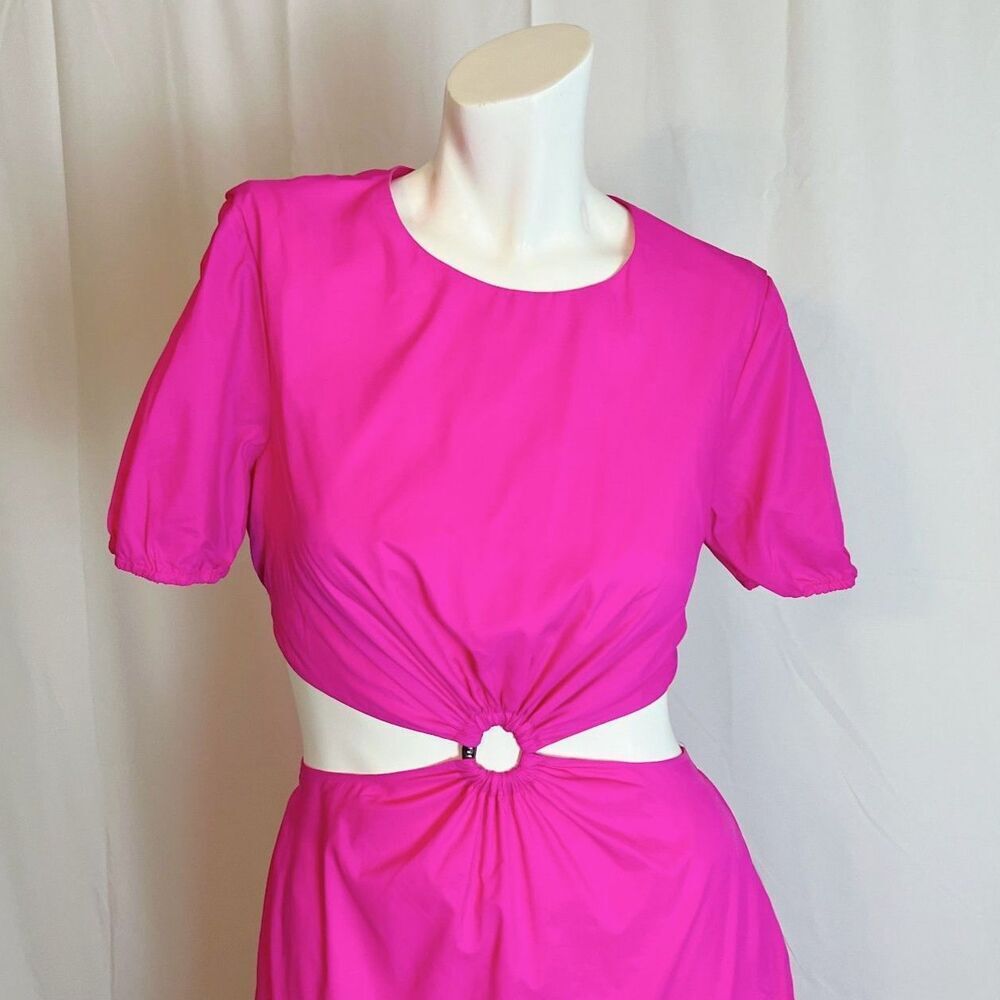 Staud Calypso Cutout Maxi Dress O Ring Neon Pink Summer Dress Size S - Picture 3 of 8